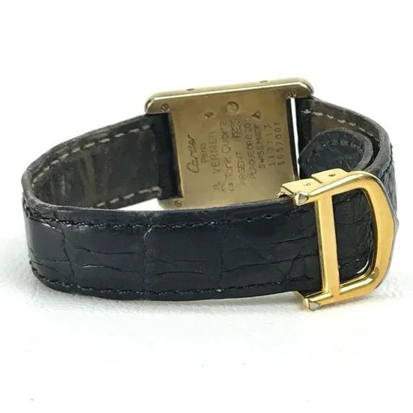 Authentic CARTIER Must tank Vermeille Wristwatch vintage SV925/Leather - Picture 4 of 8